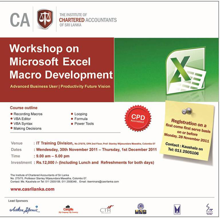 Workshop on Microsoft Excel Macro Development